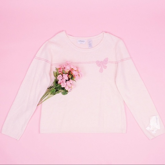 Pastel Pink Villager Bow Fairykei Angora Sweater - Picture 1 of 5